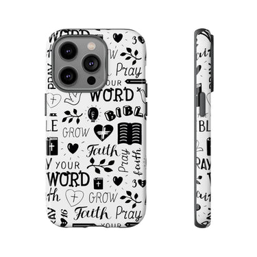Prayer and Faith Christian Tough Phone Cases iPhone 14 Pro Glossy