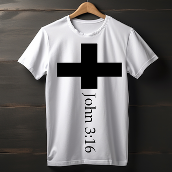 Faith Culture - John 3:16 Cross T Shirt – White | Minimalist Christian Scripture Tee