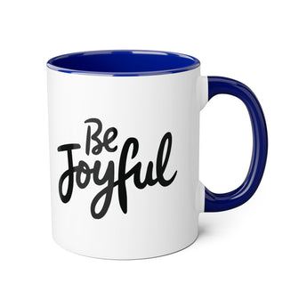 Faith Culture - Be Joyful - Christian Accent Coffee Mug, 11oz Blue 11oz