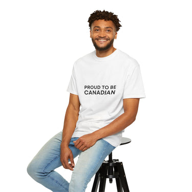 Faith Culture - Proud to Be Canadian Unisex T-Shirt – White | Minimalist Black Text Tee