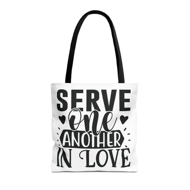 Faith Culture - Serve One Another in Love Christian Tote Bag - Galatians 5:13 Bible Verse 16" × 16'' Black