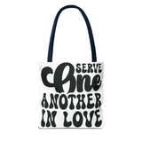 Faith Culture - Serve One Another in Love Christian Tote Bag - Inspirational Bible Verse Galatians 5:13