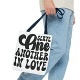 Faith Culture - Serve One Another in Love Christian Tote Bag - Inspirational Bible Verse Galatians 5:13