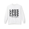Faith Culture - Love Never Fails Christian Sweatshirt | 1 Corinthians 13:8 Inspired Apparel White