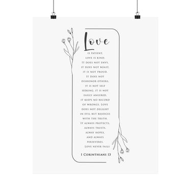 Faith Culture Love Is Patient 1 Corinthians 13 Christian Matte Poster | Love Never Fails Scripture Wall Art Print 16″ x 20″ Matte