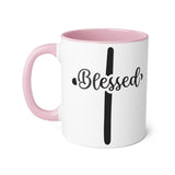 Faith Culture - Blessed at the Cross - Christian Accent Coffee Mug, 11oz Pink 11oz