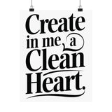 Faith Culture Create in Me a Clean Heart Art Print | Psalm 51:10 Matte Poster 11″ x 14″ Matte