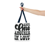 Faith Culture - Serve One Another in Love Christian Tote Bag - Inspirational Bible Verse Galatians 5:13
