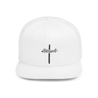 Faith Culture - Blessed Cross - Christian Snapback Hat, Flat Bill Cap for Men and Women One size White