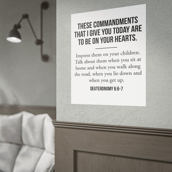 Faith Culture These Commandments Christian Wall Poster | Deuteronomy 6:6-7 Father’s Day Gift