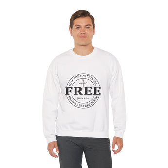 Faith Culture – Set Free Christian Crewneck Sweatshirt – White | John 8:36 White