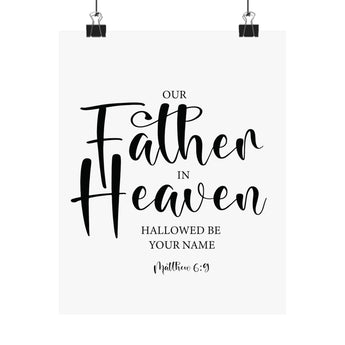 Faith Culture - Our Father in Heaven Christian Poster Matthew 6:9 Scripture Wall Art 8" x 10" Matte