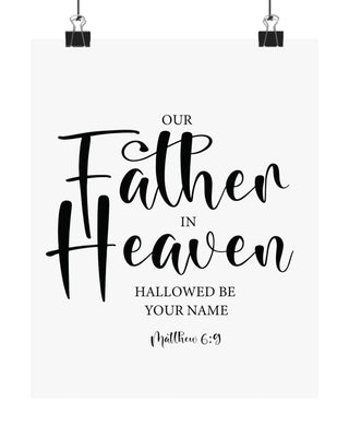 Faith Culture - Our Father in Heaven Christian Poster Matthew 6:9 Scripture Wall Art 8" x 10" Matte