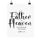 Faith Culture - Our Father in Heaven Christian Poster Matthew 6:9 Scripture Wall Art 8" x 10" Matte