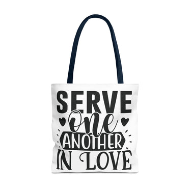 Faith Culture - Serve One Another in Love Christian Tote Bag - Galatians 5:13 Bible Verse 18" × 18'' Navy