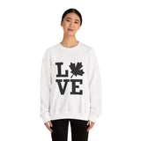 Faith Culture – LOVE Maple Leaf Crewneck Sweatshirt – White | Minimalist Canadian-Inspired Design White