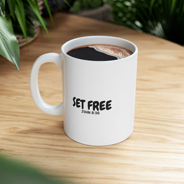Faith Culture - Set Free Christian Coffee Mug – John 8:36 Scripture Mug, 11oz & 15oz