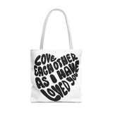 Faith Culture - Serve One Another in Love Christian Tote Bag - Galatians 5:13 Bible Verse 18" × 18'' White
