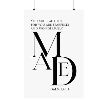 Faith Culture Made Psalm 139:14 Christian Matte Poster | Minimal Typography Scripture Wall Art Print