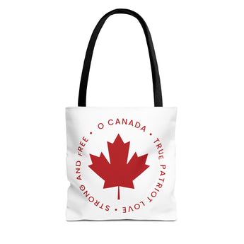 Faith Culture – O Canada Anthem Circle Tote Bag | Patriotic Maple Leaf Everyday Carryall 13" × 13'' Black