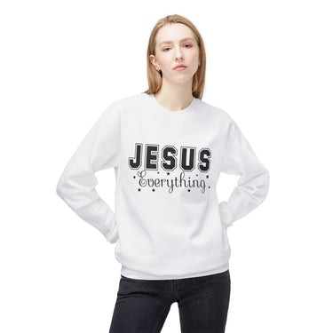 Faith Culture - Jesus Is Everything Christian Crewneck Sweatshirt – White | Bold Faith Pullover