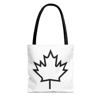 Faith Culture – Minimalist Maple Leaf Outline Tote Bag | Modern Canadian Everyday Carryall 13" × 13'' Black