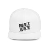 Faith Culture - Miracle Worker - Christian Snapback Hat, Flat Bill Cap for Men and Women One size White