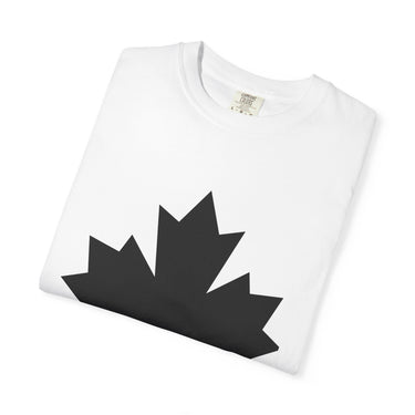 Faith Culture - Bold Black Maple Leaf Unisex T-Shirt – White | Minimalist Canadian Pride Tee