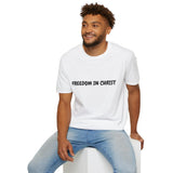 Faith Culture – Freedom in Christ Unisex T-Shirt – White | Christian Identity Tee Inspired by Galatians 5:1