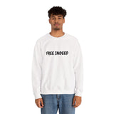 Faith Culture – Free Indeed Unisex Crewneck Sweatshirt – White | Christian Statement Sweatshirt on Spiritual Identity