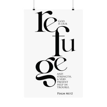 Faith Culture Refuge Psalm 46:12 Christian Matte Poster | Minimal Typography Scripture Wall Art Print