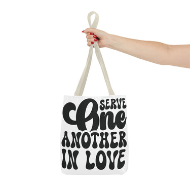 Faith Culture - Serve One Another in Love Christian Tote Bag - Inspirational Bible Verse Galatians 5:13