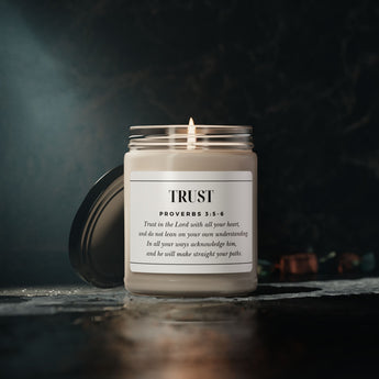 Faith Culture - Trust the Lord Proverbs 3: 5 Christian Scented Soy Candle, 9oz Coconut Cream + Cardamom 9oz