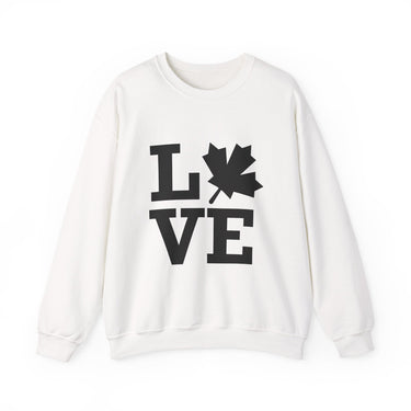 Faith Culture – LOVE Maple Leaf Crewneck Sweatshirt – White | Minimalist Canadian-Inspired Design
