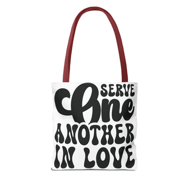 Faith Culture - Serve One Another in Love Christian Tote Bag - Inspirational Bible Verse Galatians 5:13