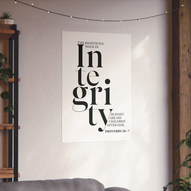 Faith Culture - Walk in Integrity Christian Poster Proverbs 20:7 Scripture Wall Art