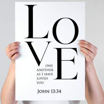 Faith Culture Love One Another John 13:34 Christian Matte Poster | Minimal Scripture Wall Art Print