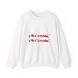 Faith Culture – O Canada Maple Circle Crewneck Sweatshirt – White & Black | Classic Monochrome Anthem Pullover White