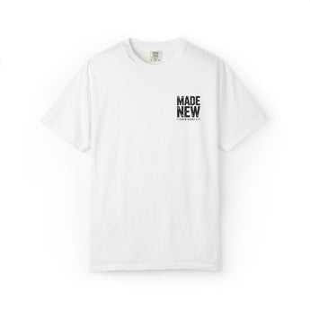 Faith Culture Made New Garment Dyed T Shirt – White | 2 Corinthians 5:17 Christian Comfort Colors Tee