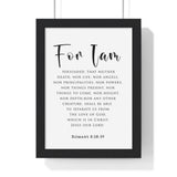 Nothing Can Separate Us framed Bible verse wall art inspired by Romans 8:38-39, black frame with black and white scripture typography