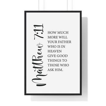 Faith Culture - Matthew 7:11 Christian Scripture Wall Art Good Gifts from the Father 24″ x 36″ Black
