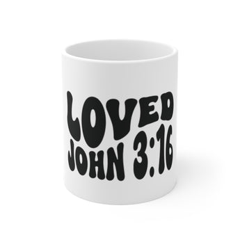Faith Culture - Loved John 3:16 Ceramic Mug – White | Bold Scripture Coffee Mug (11oz, 15oz, 20oz)
