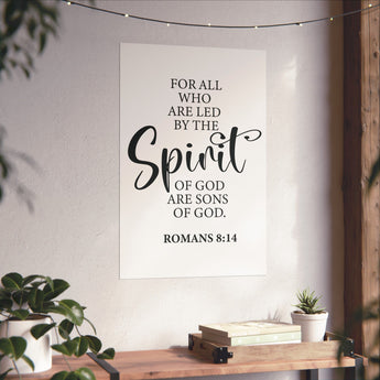 Faith Culture - Romans 8:14 Christian Poster Led by the Spirit Scripture Wall Art 20″ x 30″ Matte