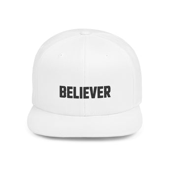 Faith Culture - Believer - Christian Snapback Hat, Flat Bill Cap for Men and Women One size White