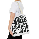 Faith Culture - Serve One Another in Love Christian Tote Bag - Inspirational Bible Verse Galatians 5:13