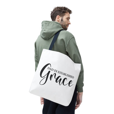 Faith Culture - Dad in Established Grace Christian Tote Bag | Father’s Day Gift 18" × 18'' Navy
