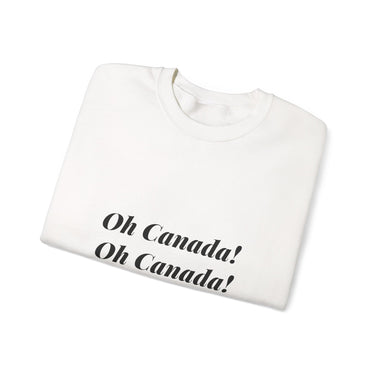 Faith Culture – O Canada Maple Circle Crewneck Sweatshirt – White | Anthem-Inspired Pullover