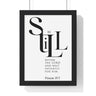 Be Still Before the Lord framed Bible verse wall art inspired by Psalm 37:7, black frame with black and white scripture typography