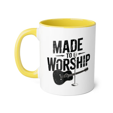 Faith Culture - Made to Worship - Christian Accent Coffee Mug, 11oz Yellow 11oz