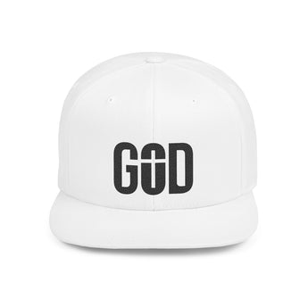 Faith Culture - GOD with Cross - Christian Snapback Hat, Flat Bill Cap for Men and Women One size White